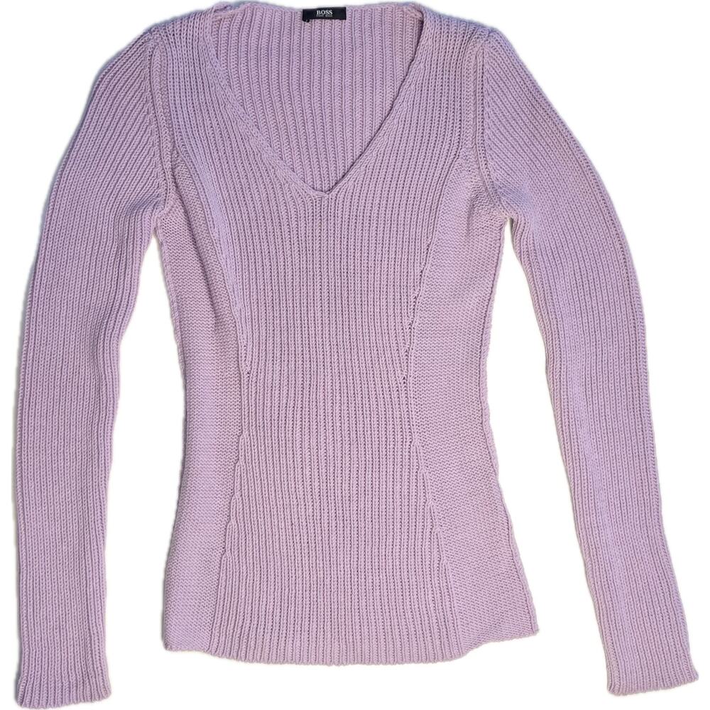Mint Hugo Boss Lilac Ribbed V-Neck Sweater XS Made in Italy – NWOT